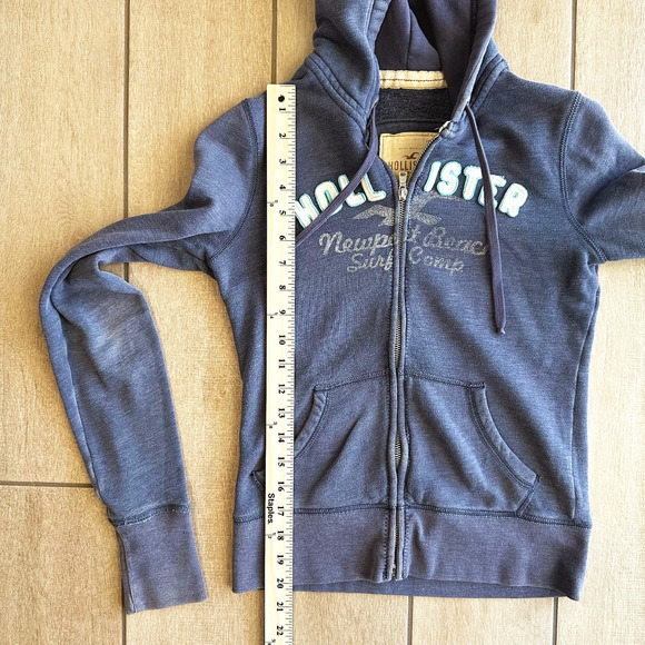 Hollister Y2K Hoodie Zip Up Jacket Medium Hooded Lightweight Logo Distressed - Picture 6 of 6